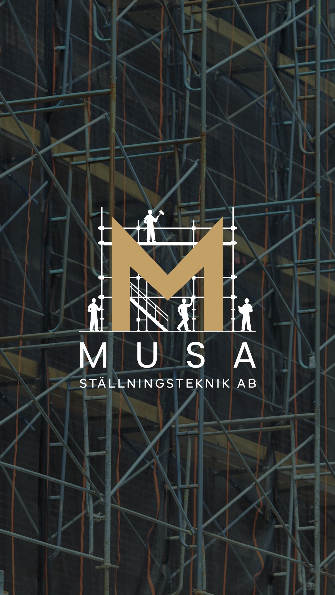 Musa Ställningsteknik logotyp mot en byggställning